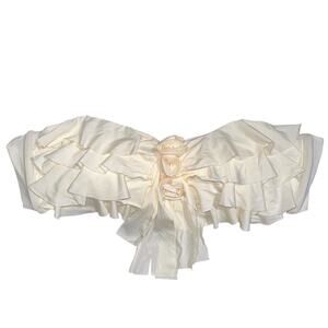WET Swimwear Ivory Tiered Ruffle Rosette Bandeau Bikini Top Size XL